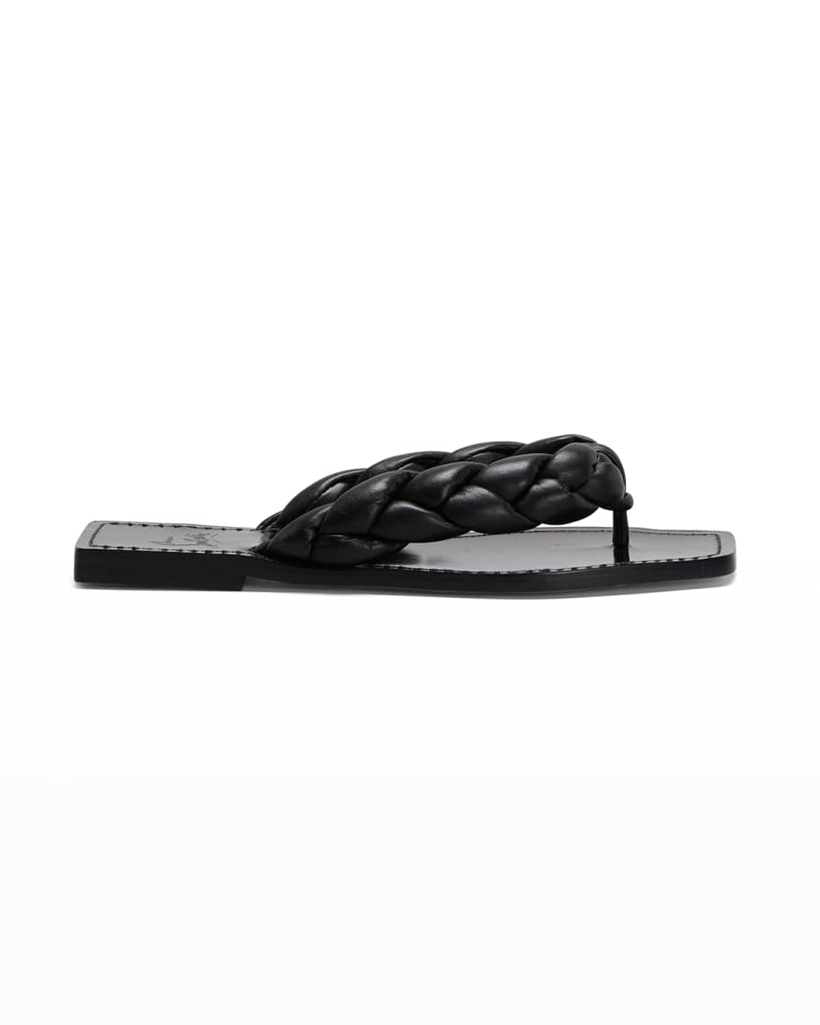 Christian Louboutin Briotonga Flat Napa Square Toe Red Sole Sandals