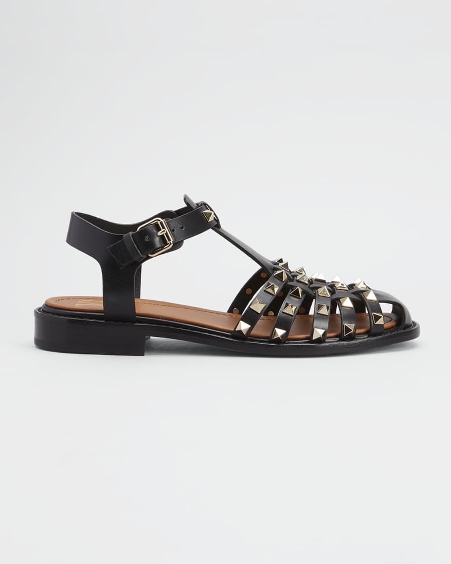Valentino Garavani Rockstud Calfskin Fisherman Sandals Neiman Marcus