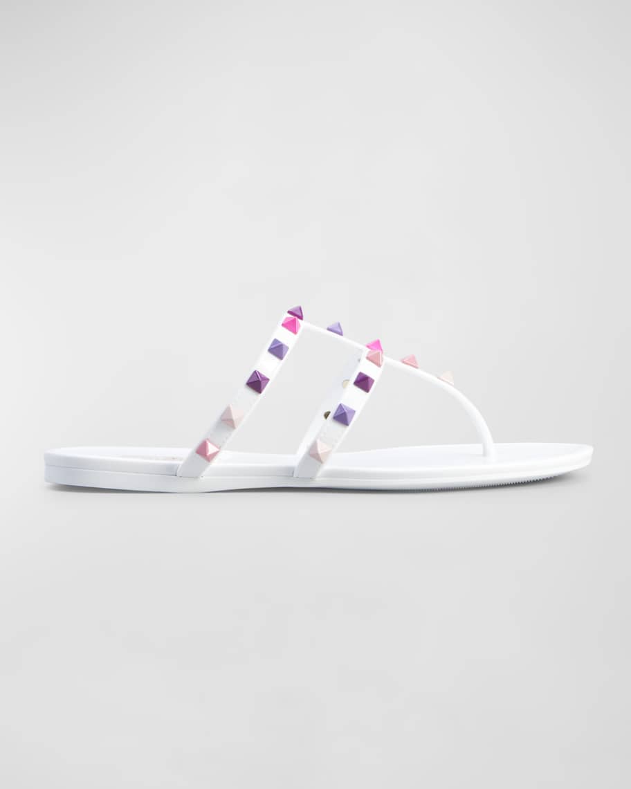 Valentino Garavani 5mm Multi Rockstud PVC Thong Sandals | Neiman Marcus