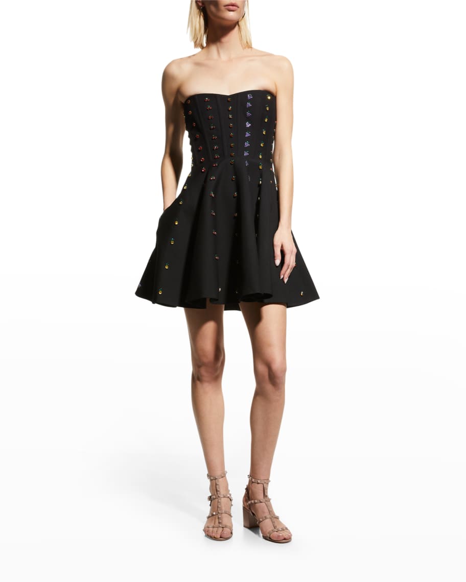 Valentino Garavani FruitEmbellished Strapless Mini Dress Neiman Marcus