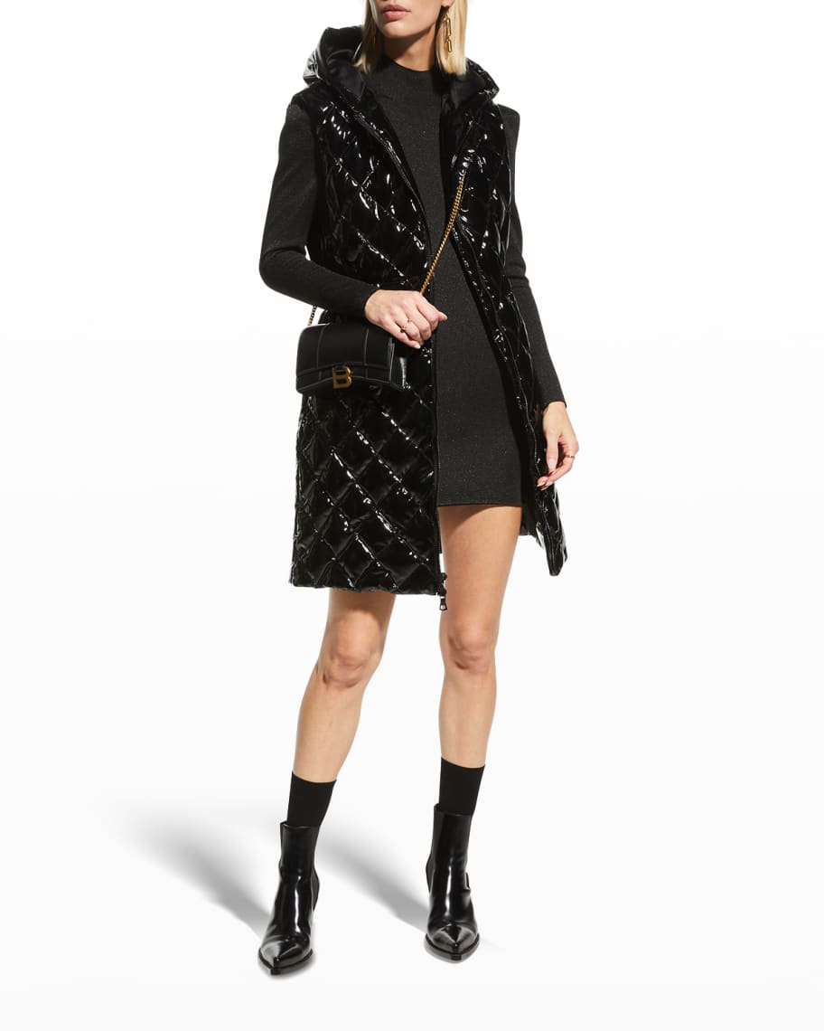 Alice Olivia Daniel Maxi Puffer Vest with Hood Neiman Marcus