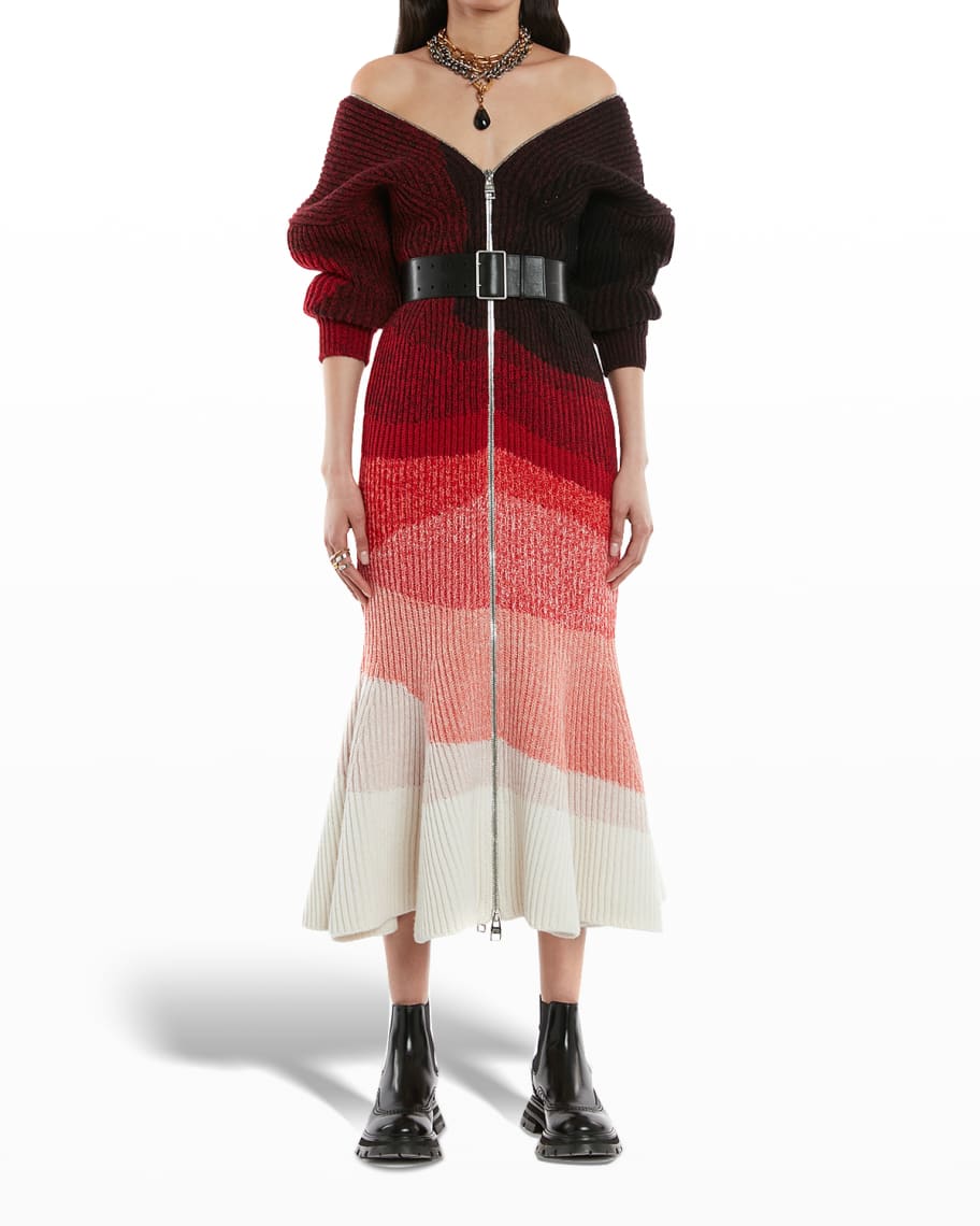 Alexander McQueen Degrade Print Wool Zip Cardigan Dress | Neiman 