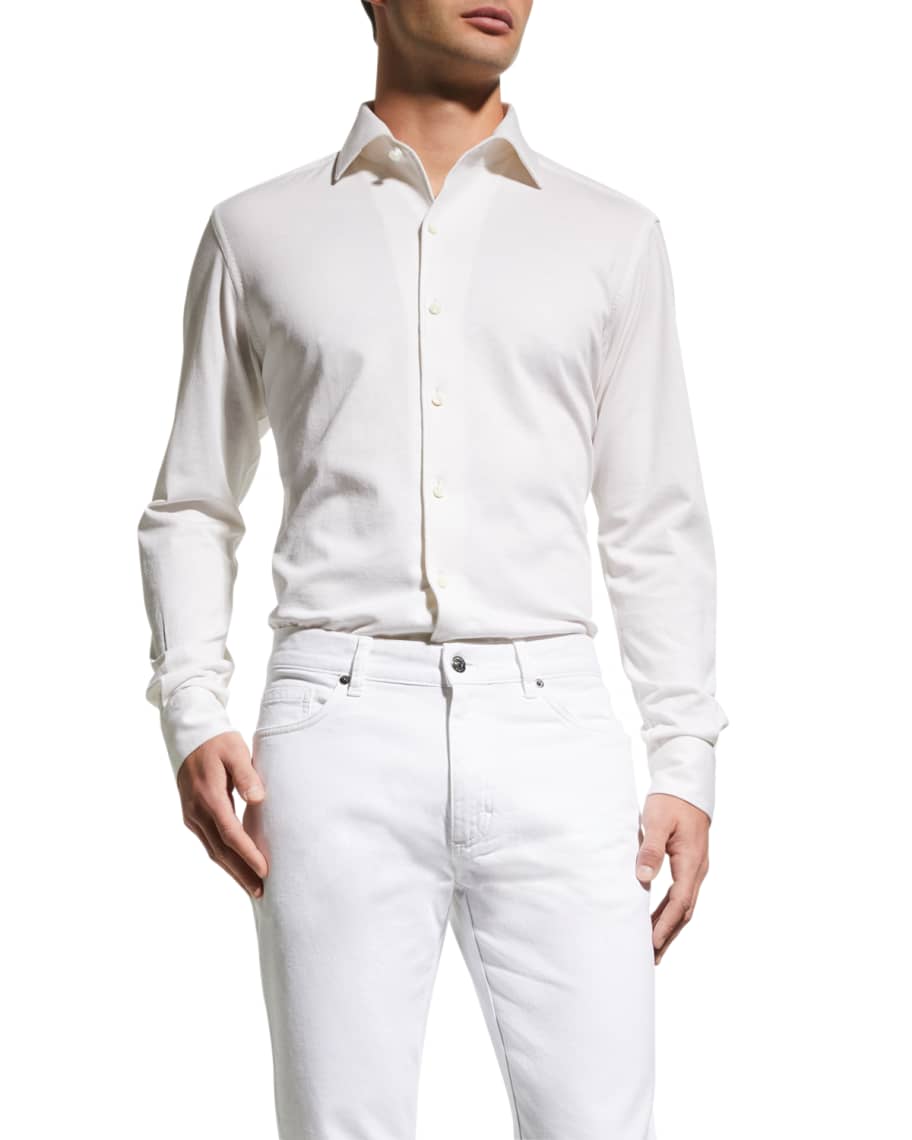 Station Tumult udsende ZEGNA Men's Cotton-Silk Solid Sport Shirt | Neiman Marcus