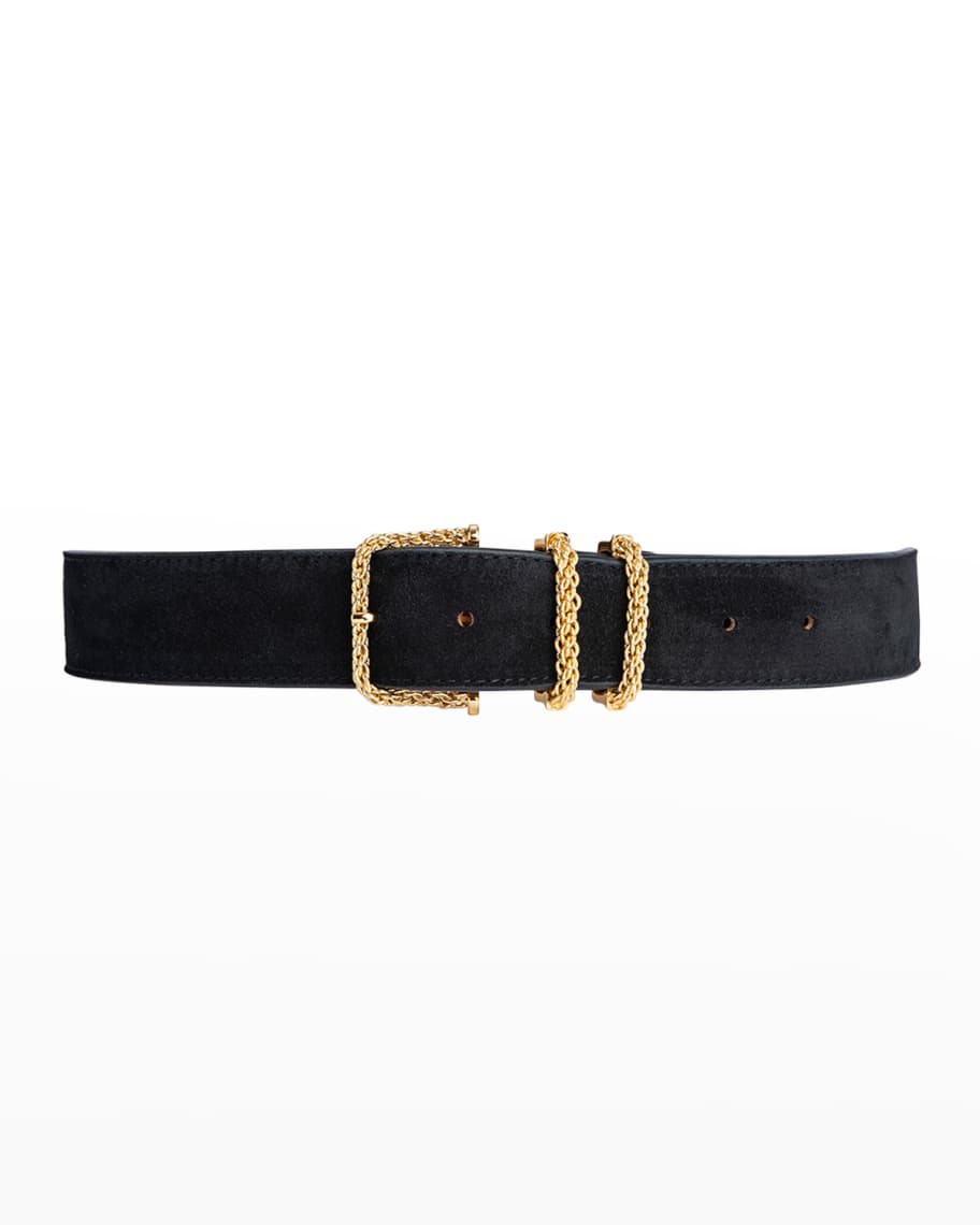 BY FAR Katina Suede Chain Belt | Neiman Marcus