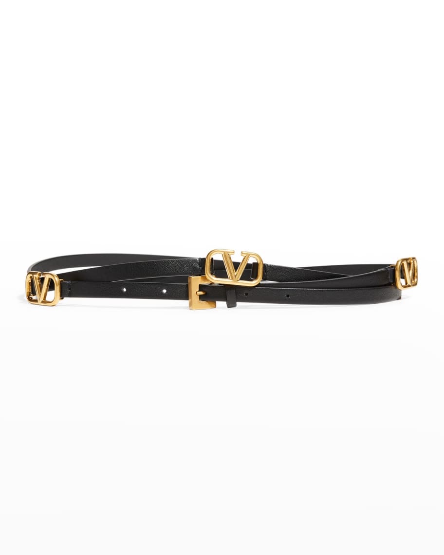 Valentino // Black & Gold Slim Logo Wrap Belt – VSP Consignment