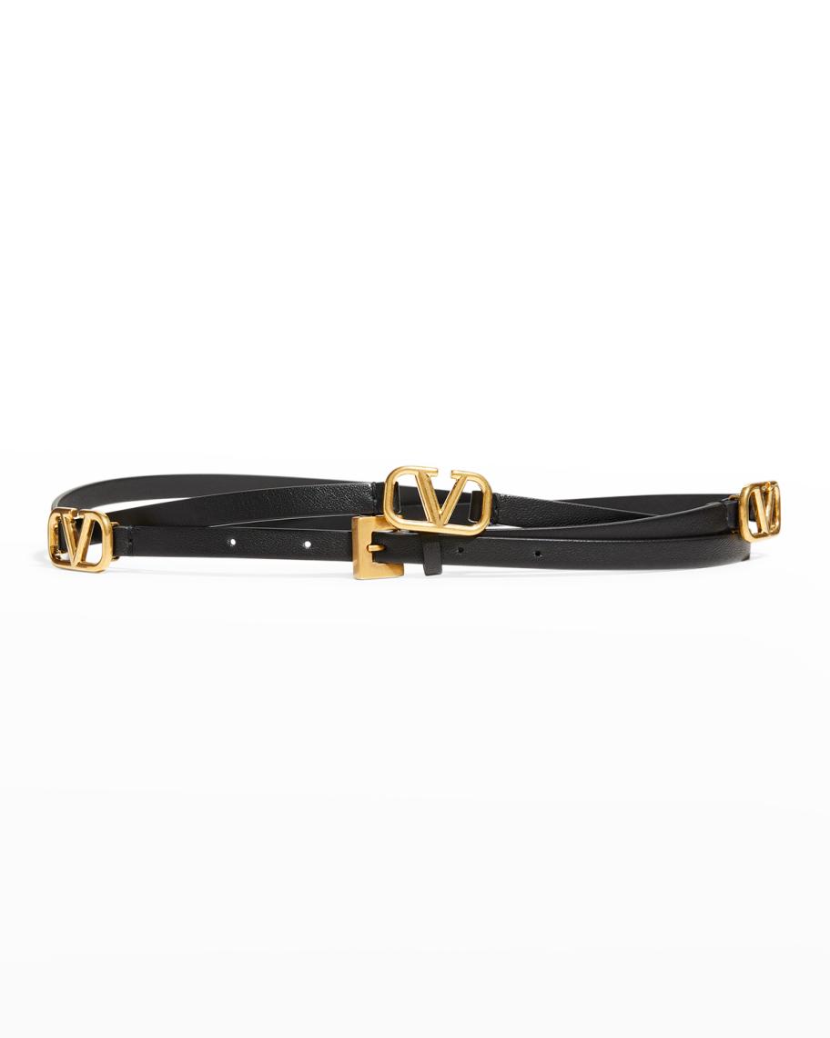 Valentino Garavani VLogo Multi-Wrap Leather Belt, 10mm  display picture 3