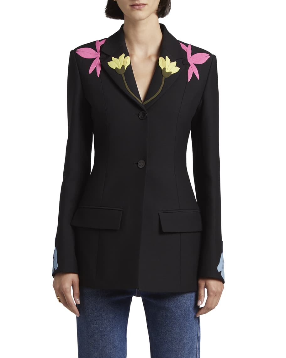 Valentino Garavani Floral Shoulder Blazer Jacket | Neiman Marcus