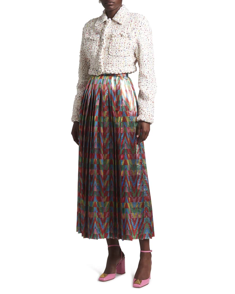 VALENTINO Logo Print Pleated skirt black S