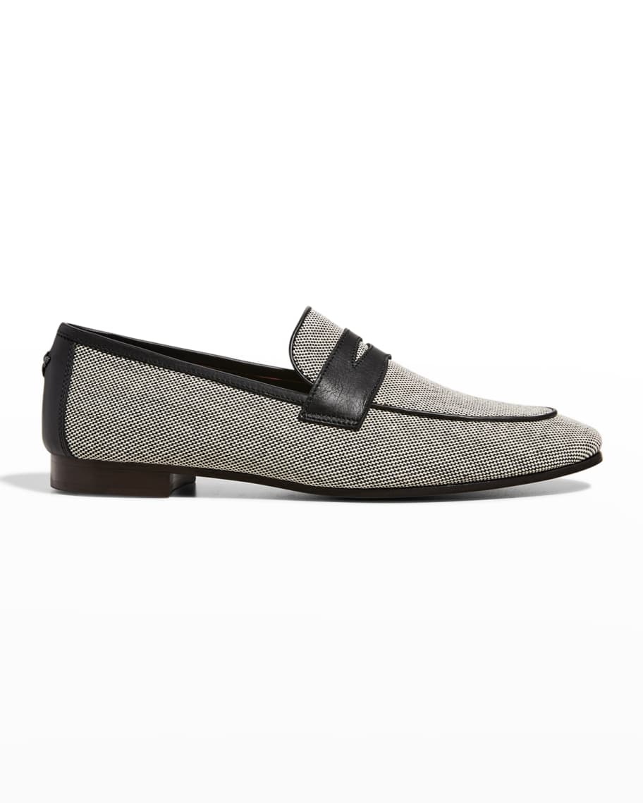 Bougeotte Cotton Leather Penny Loafers | Neiman Marcus