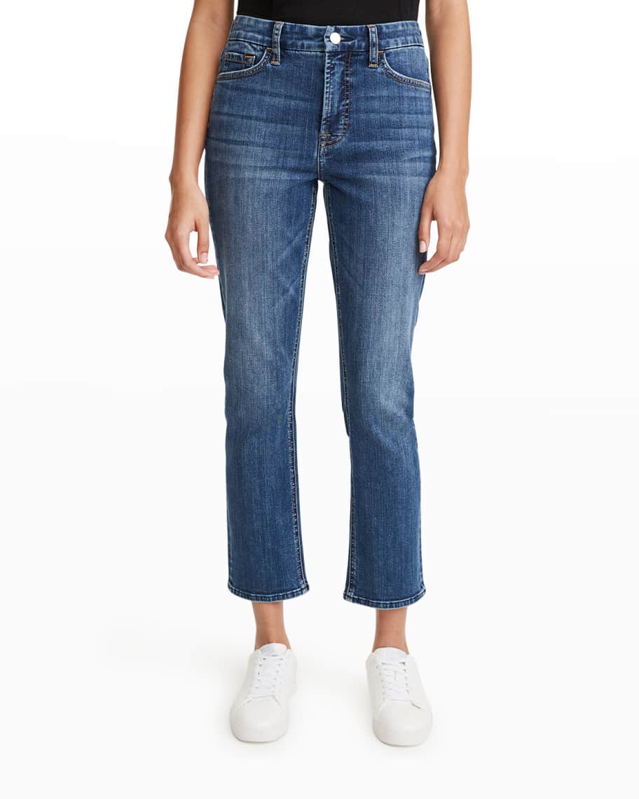 Jen7 Mid-Rise Ankle Straight-Leg Jeans | Neiman Marcus