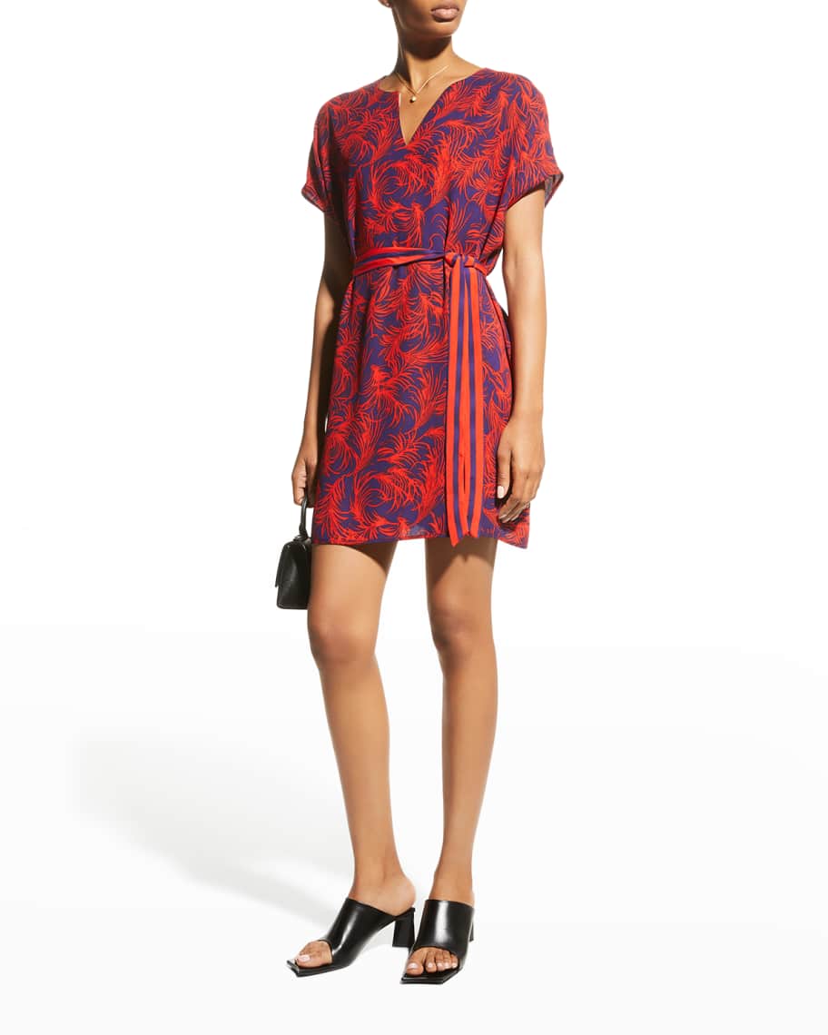 Diane von Furstenberg Kora Short Belted Crepe Dress Neiman Marcus