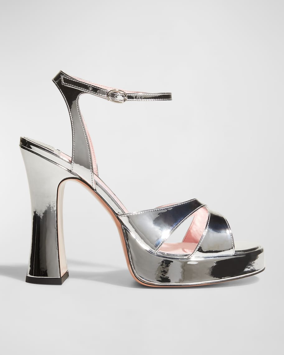 Piferi Miranda Crisscross Mirror Platform Sandals | Neiman Marcus