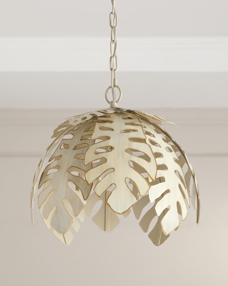 Old World Design Collins Tropical Leaf Small Pendant with Cream Finish ...