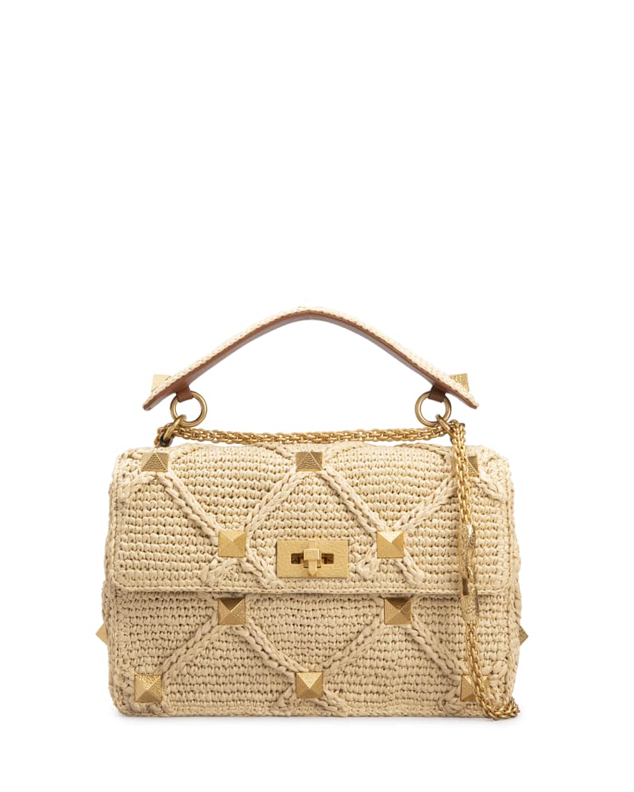 Valentino Garavani Roman Stud Large Crochet Shoulder Bag Neiman Marcus