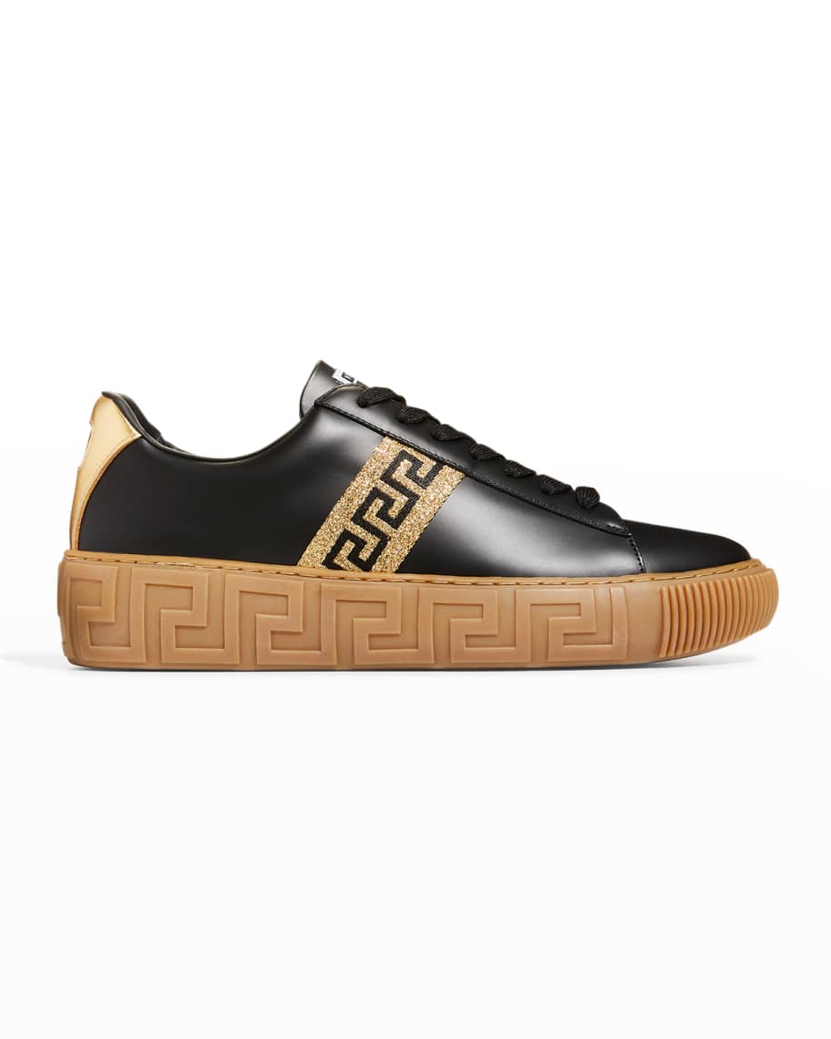 Versace Allover Greca High Top Sneakers in Brown - Versace