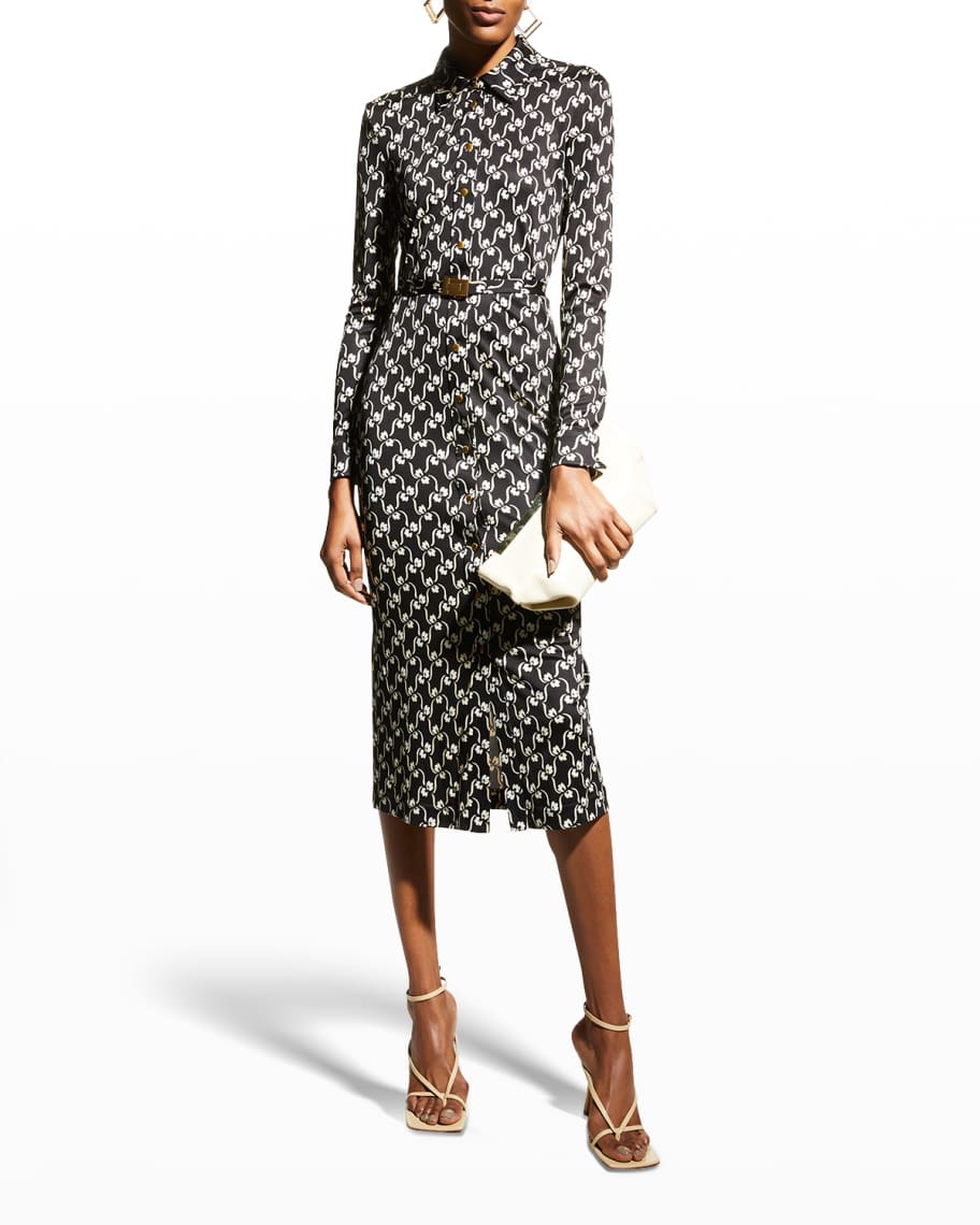 Tory Burch Printed Silk Polo Dress Neiman Marcus