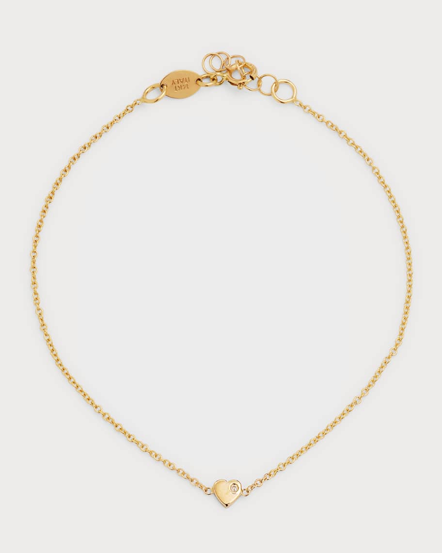 Zoe Lev Jewelry 14k Gold Tiny Heart Bracelet with Diamond Neiman Marcus