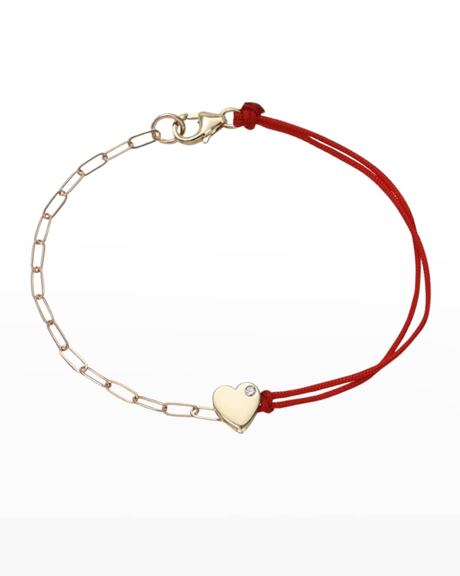 Zoe Lev Jewelry 14K Gold Heart Split Fortune Bracelet | Neiman Marcus