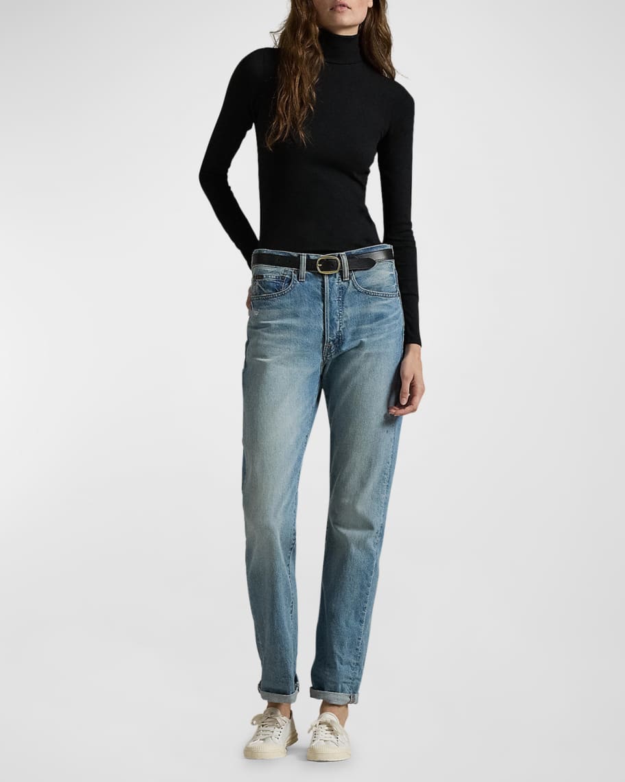 Image 2 of 6: Rib-Knit Slim Turtleneck Top