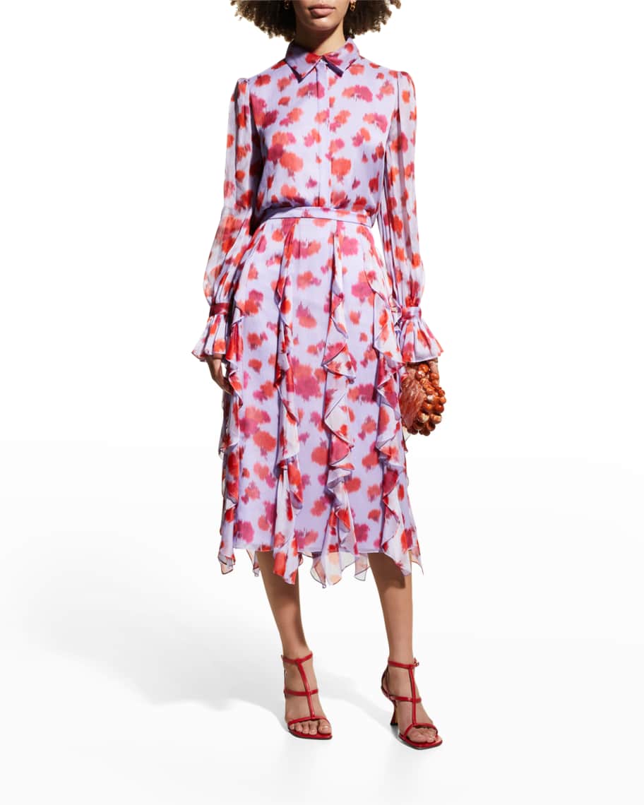 Carolina Herrera Cascading Ruffle Midi Skirt | Neiman Marcus