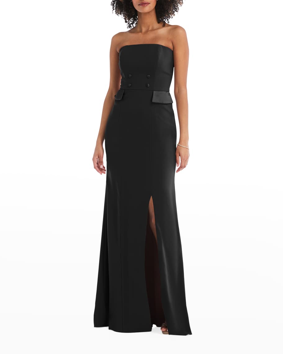 After Six Strapless Tuxedo Gown w Front Slit Neiman Marcus