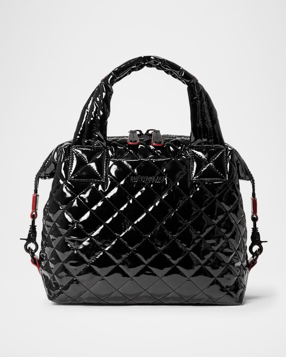 Box Woven Crossbody Bag in Black Lacquer