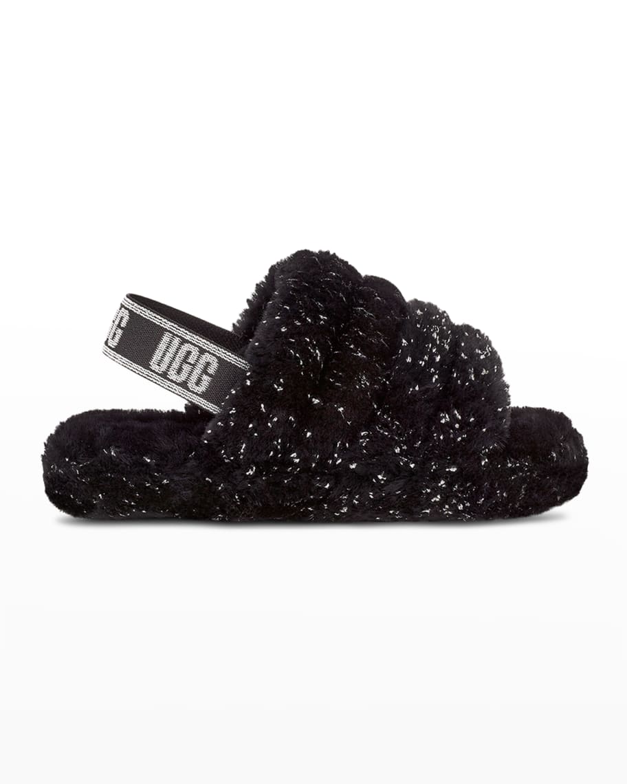 UGG Girl's Fluff Yeah Metallic Sparkle Quilted Slippers, Kids