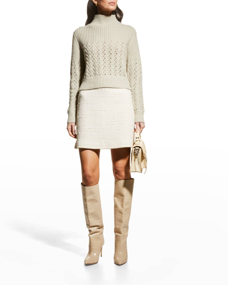 Rebecca Taylor Chainette Stitch Turtleneck Sweater | Neiman Marcus