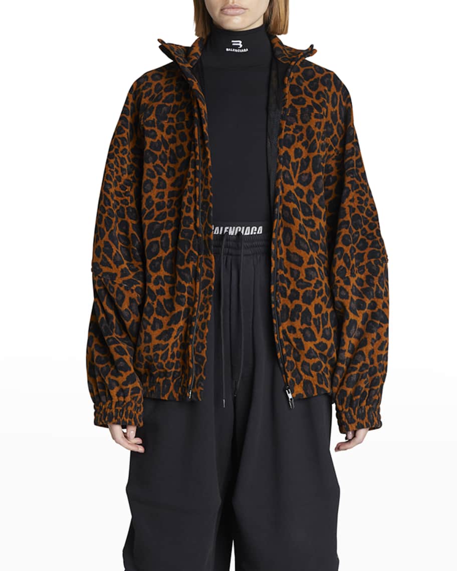 Leopard print fleece jacket sale