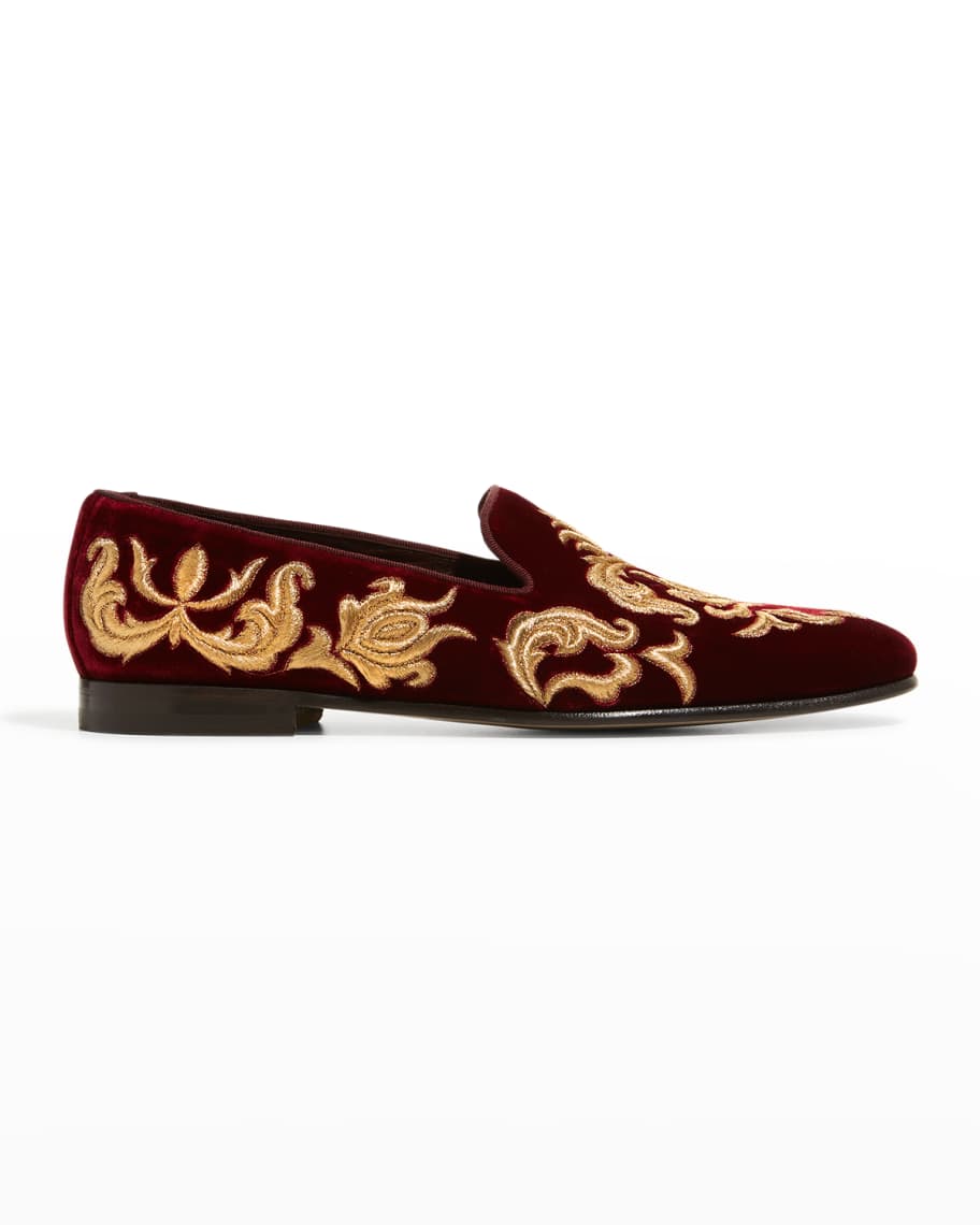 Gå rundt stå Våd Manolo Blahnik Men's Mario Velvet Metallic Embroidered Dress Loafers |  Neiman Marcus