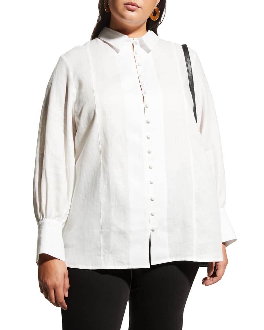 Harshman Plus Size Gemma Button-Front Shirt | Neiman Marcus