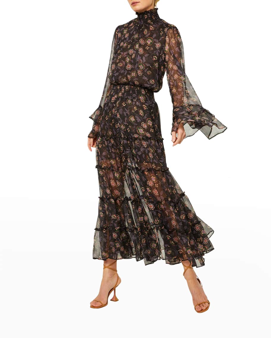 MISA Los Angeles Bethany Tiered Chiffon Maxi Dress | Neiman Marcus