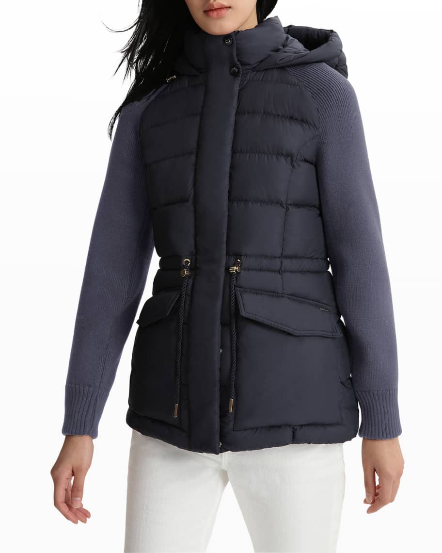 Woolrich Auburn KnitSleeve Quilted Jacket Neiman Marcus