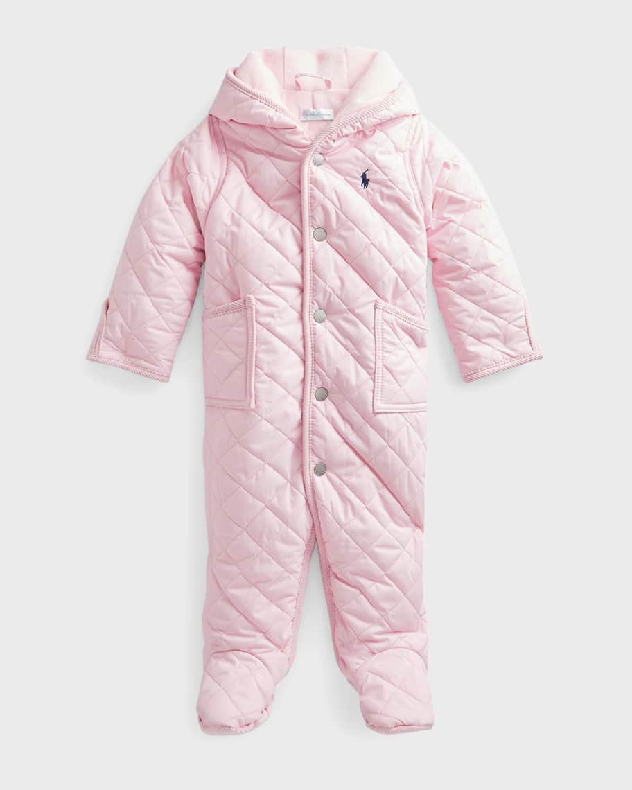 Ralph Lauren Childrenswear Girl's Logo Hooded Quilted Snowsuit, Size