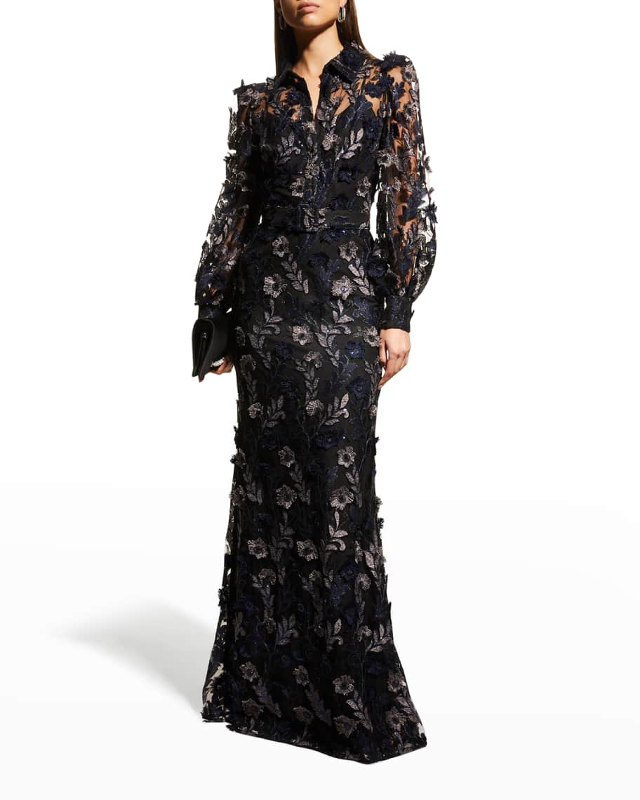 knee length dresses for ladies Black Beaded Lace Sheath Dress by Badgley Mischka