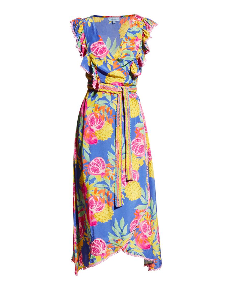 Taj by Sabrina Pink and Black Jungle Midi Dress