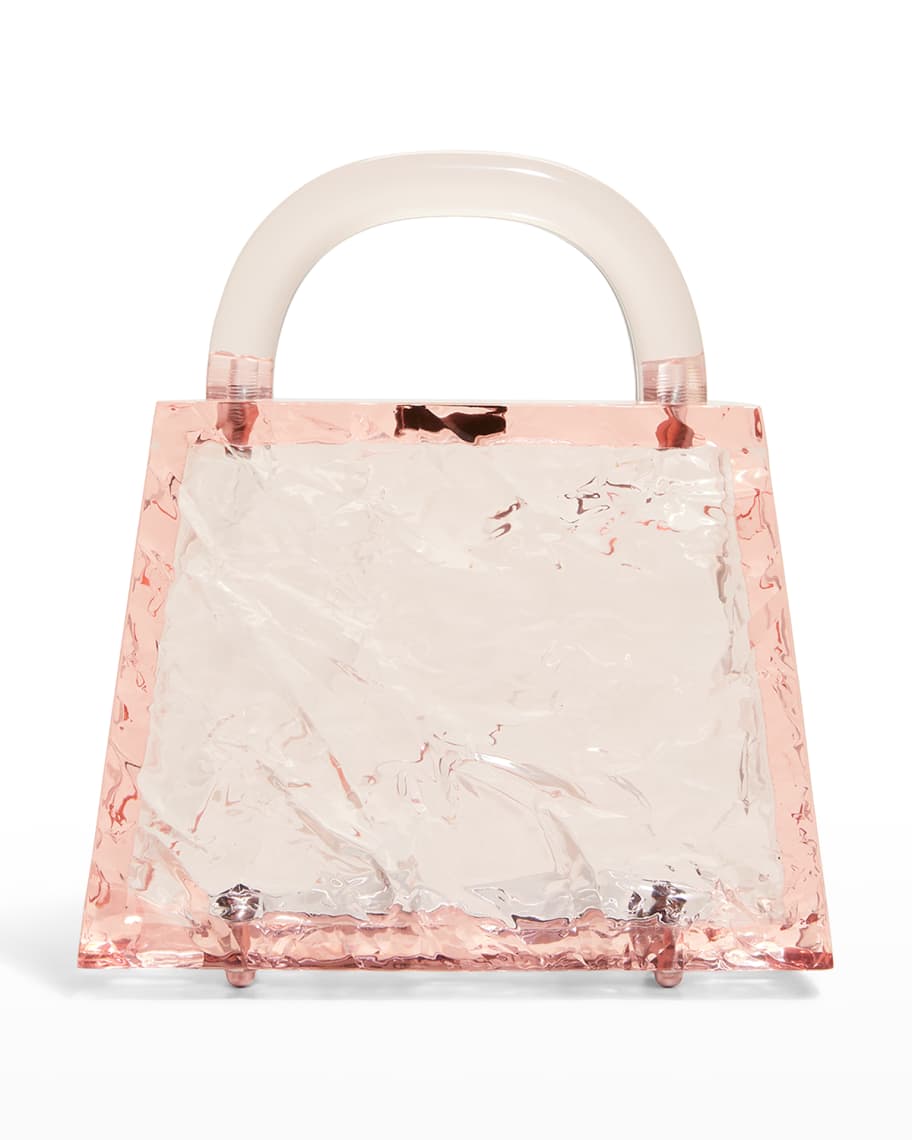 L'Afshar Eva Bicolor Top Handle Transparent Bag | Neiman Marcus