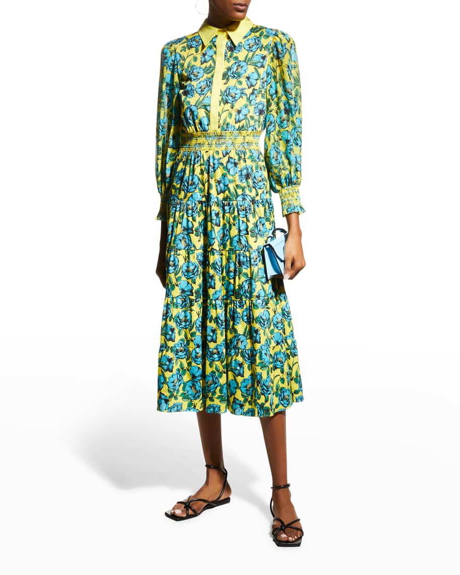Alice + Olivia Anaya Collared Tiered Dress | Neiman Marcus