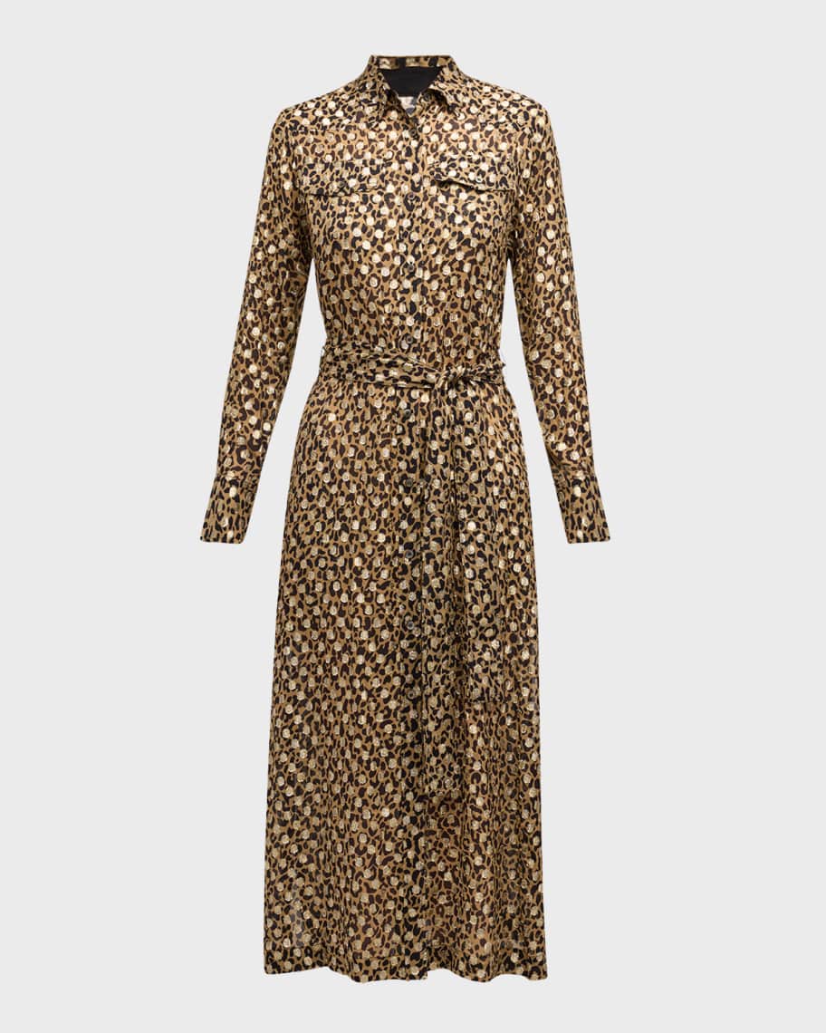 Golden Goose Leopard-Print Fil Coupe Shirtdress
