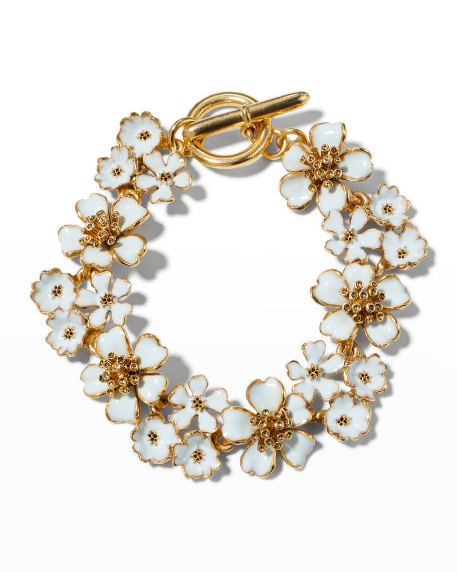 Oscar de la Renta Enamel Flower Bracelet Neiman Marcus