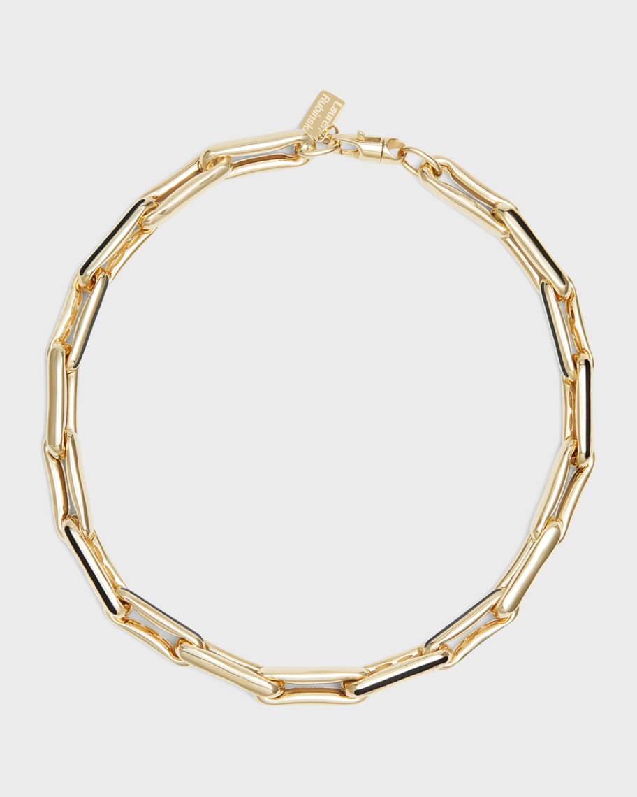 Lauren Rubinski Large 14k Yellow Gold Necklace with Black Enamel, 16