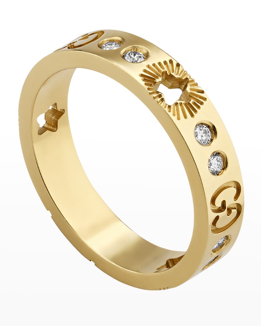 ■GUCCI■ Icon yellow gold/ white gold ring with stars■ Icon yellow gold ring with stars in 18k yellow gold | GUCCI® US