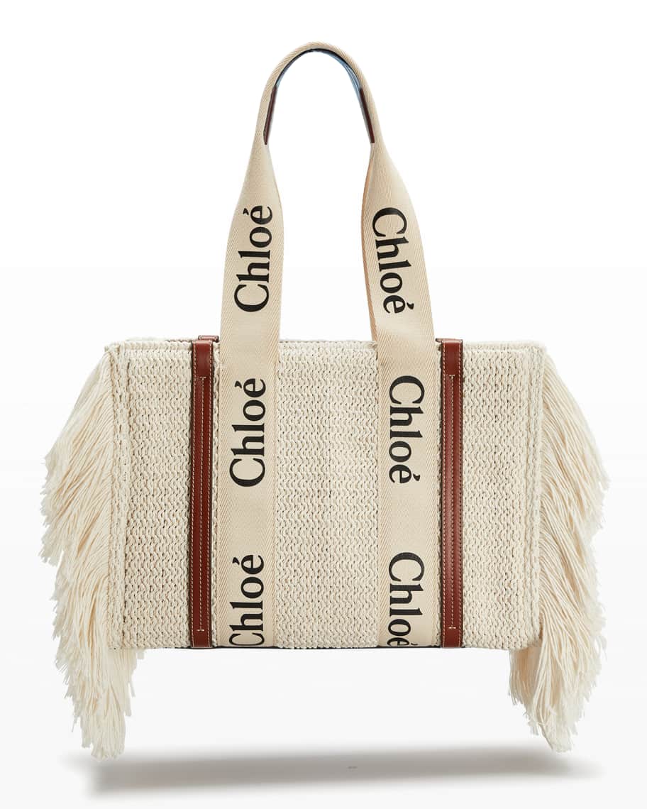 Chloe Woody Cotton Knit Fringe Tote Bag Neiman Marcus