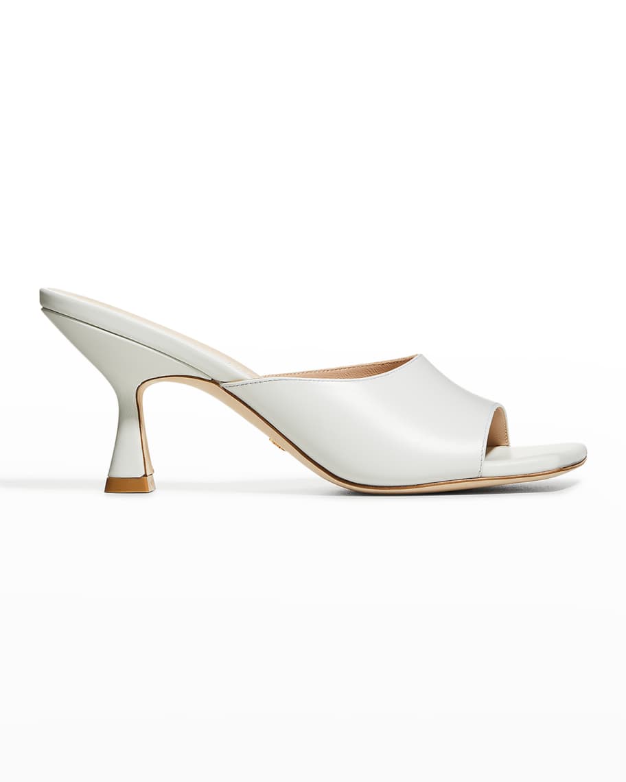Stuart Weitzman Tia Metallic Calfskin Slide Sandals | Neiman Marcus