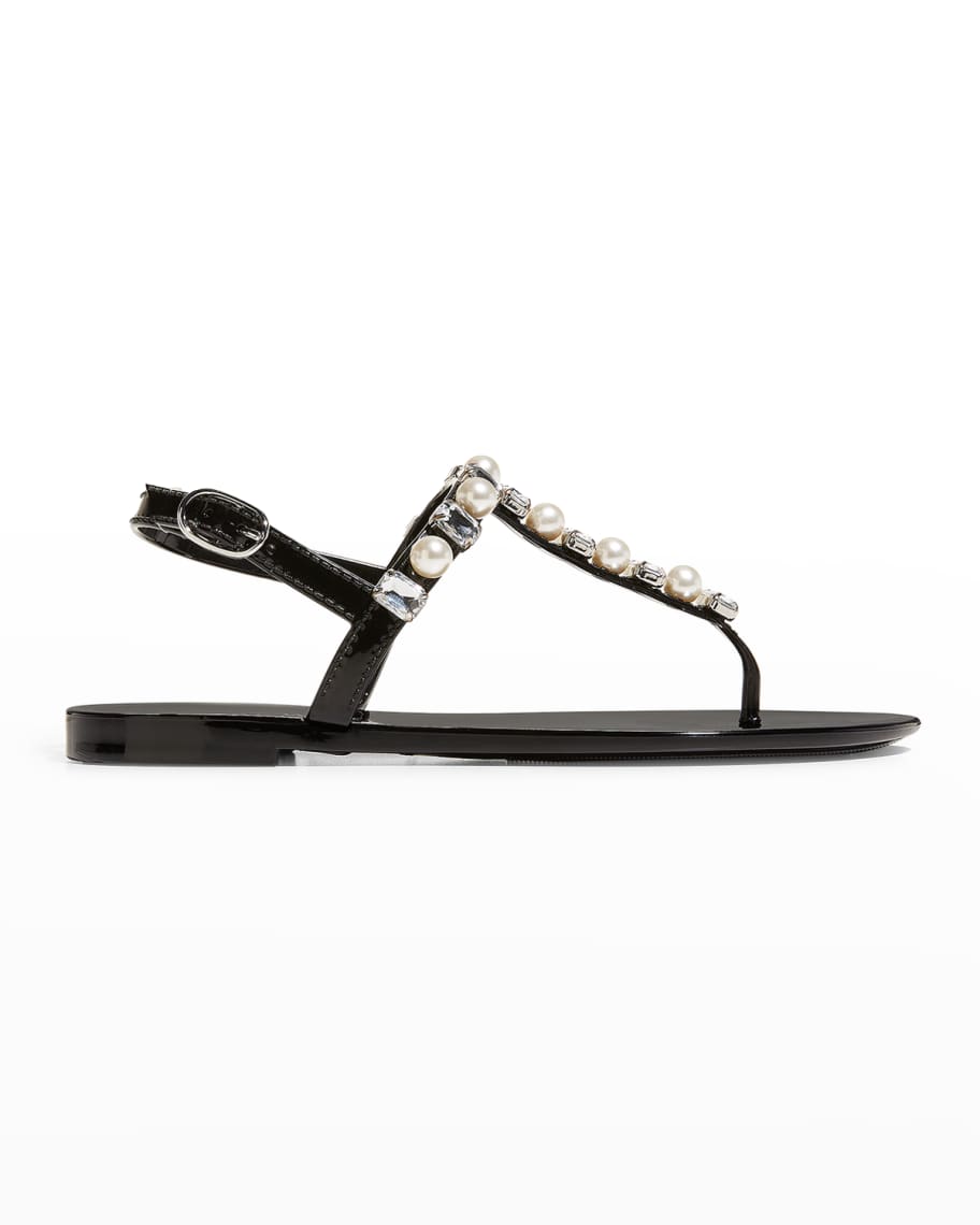 Stuart Weitzman Goldie Jelly Crystal Thong Sandals | Neiman Marcus