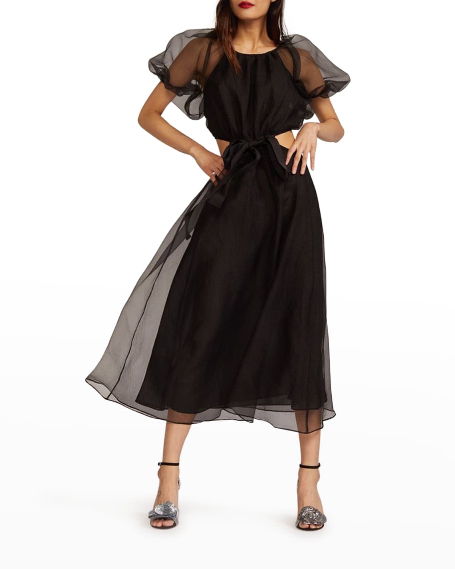 Cynthia Rowley Clara Puff-Sleeve Organza Dress | Neiman Marcus