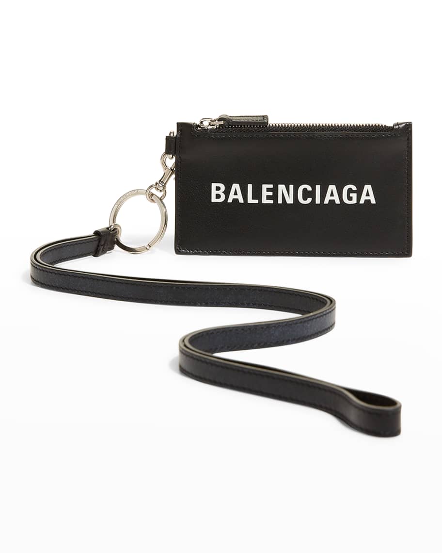 Balenciaga Men's Leather Card Case Key Ring | Neiman Marcus