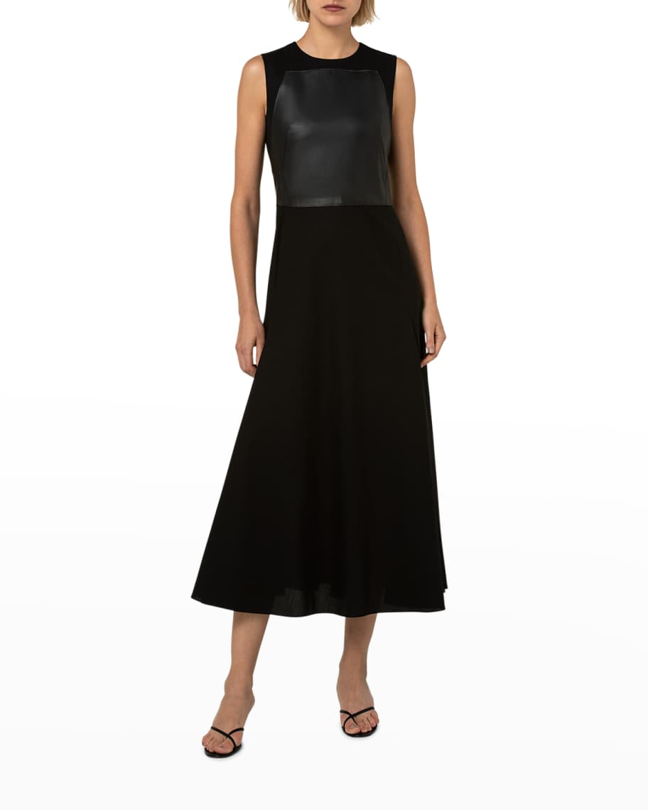 Akris punto Belted Taffeta Midi Dress