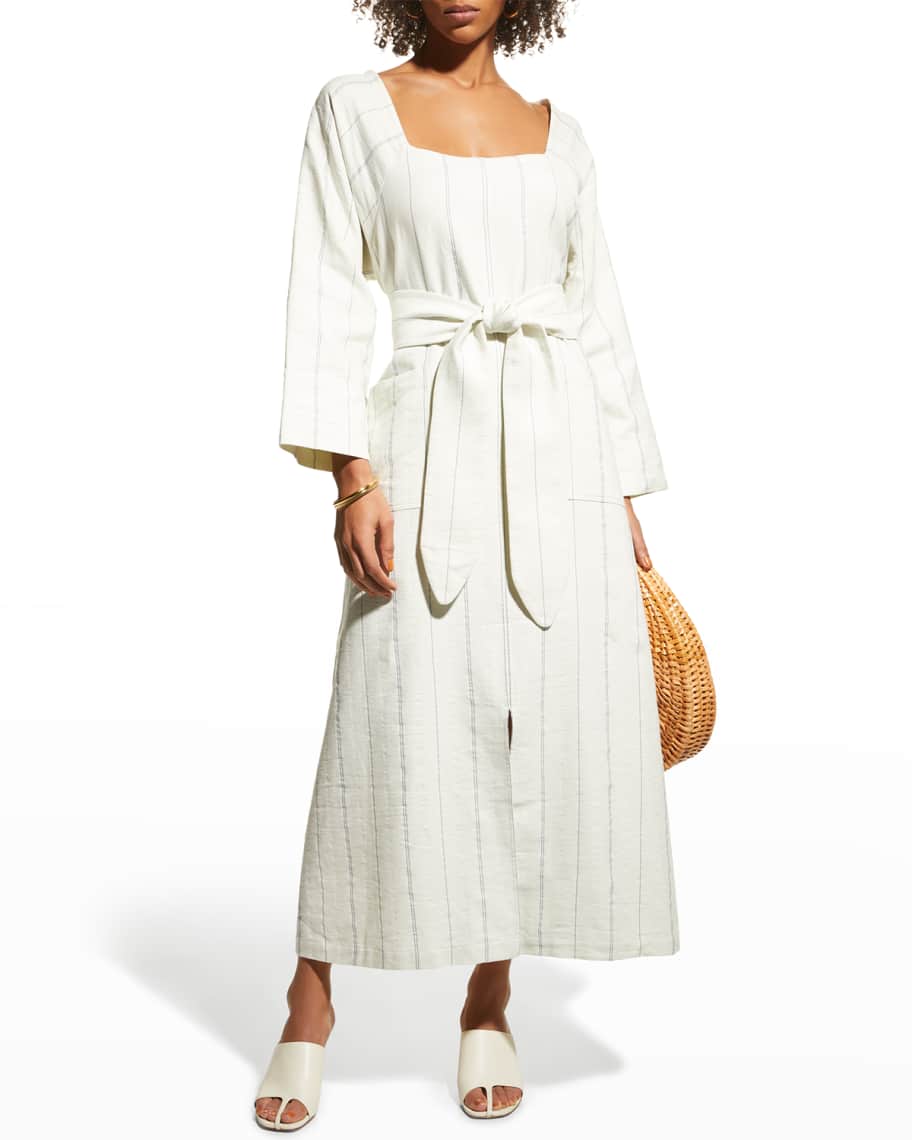 Mara Hoffman Shay Belted Cotton-Linen Maxi Dress | Neiman Marcus