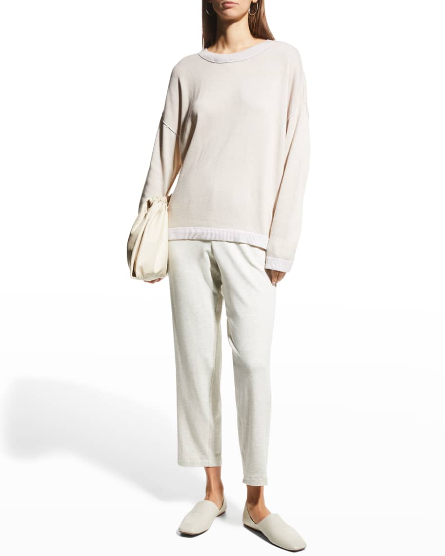Eileen Fisher Peruvian Organic Cotton-Lyocell Crew Sweater | Neiman Marcus